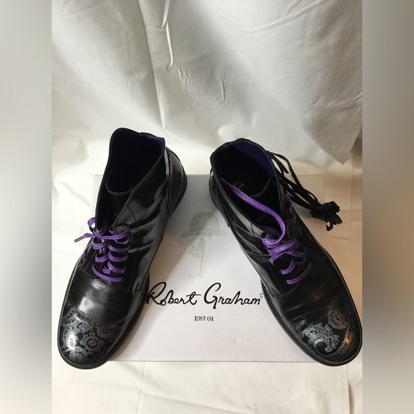 Robert Graham LEEDS BLACK/SILVER MEN SIZE 12D